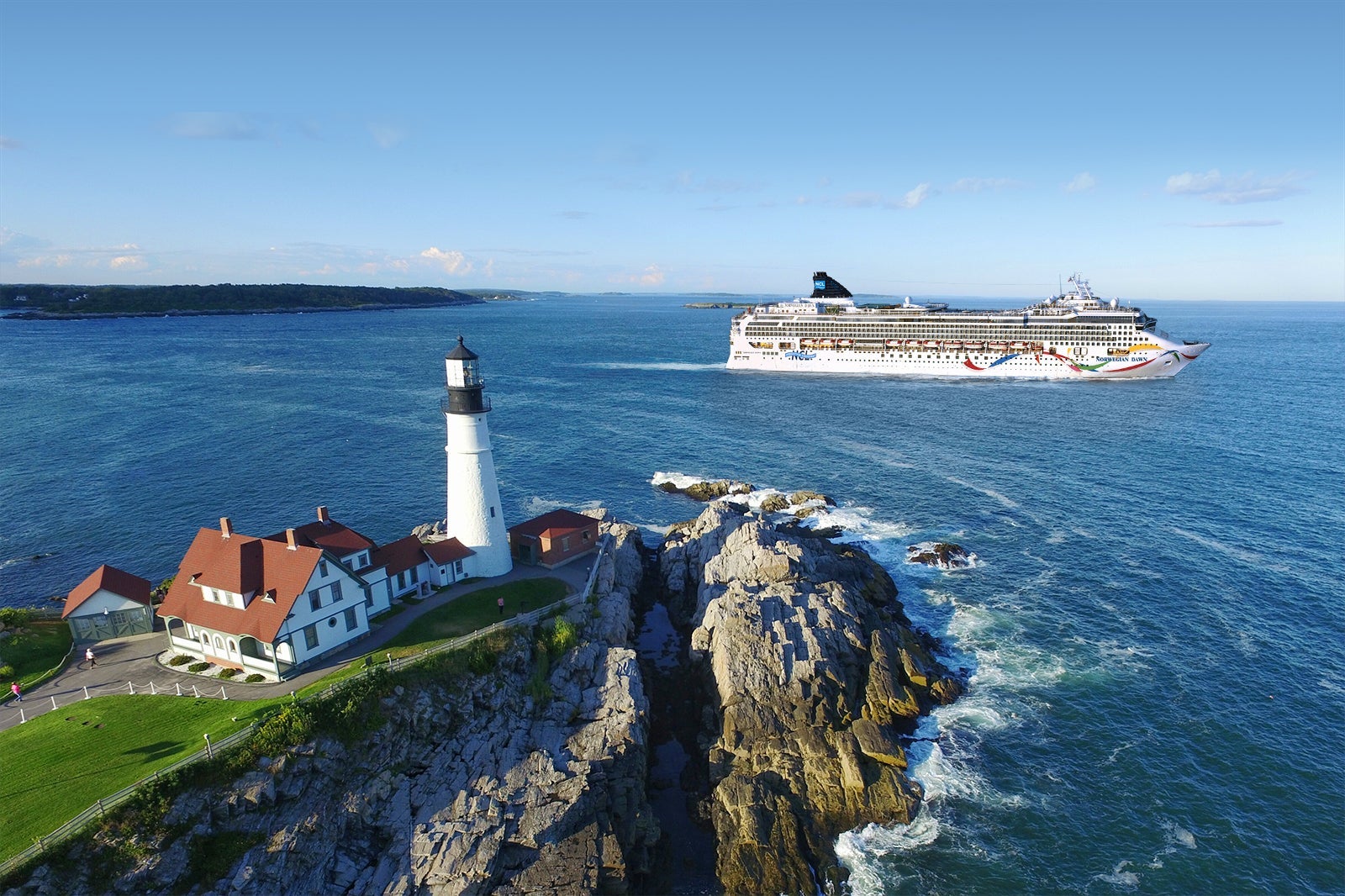Portland Head Light House, Cape Elizabeth, Ship, Rocky Coast, Maine