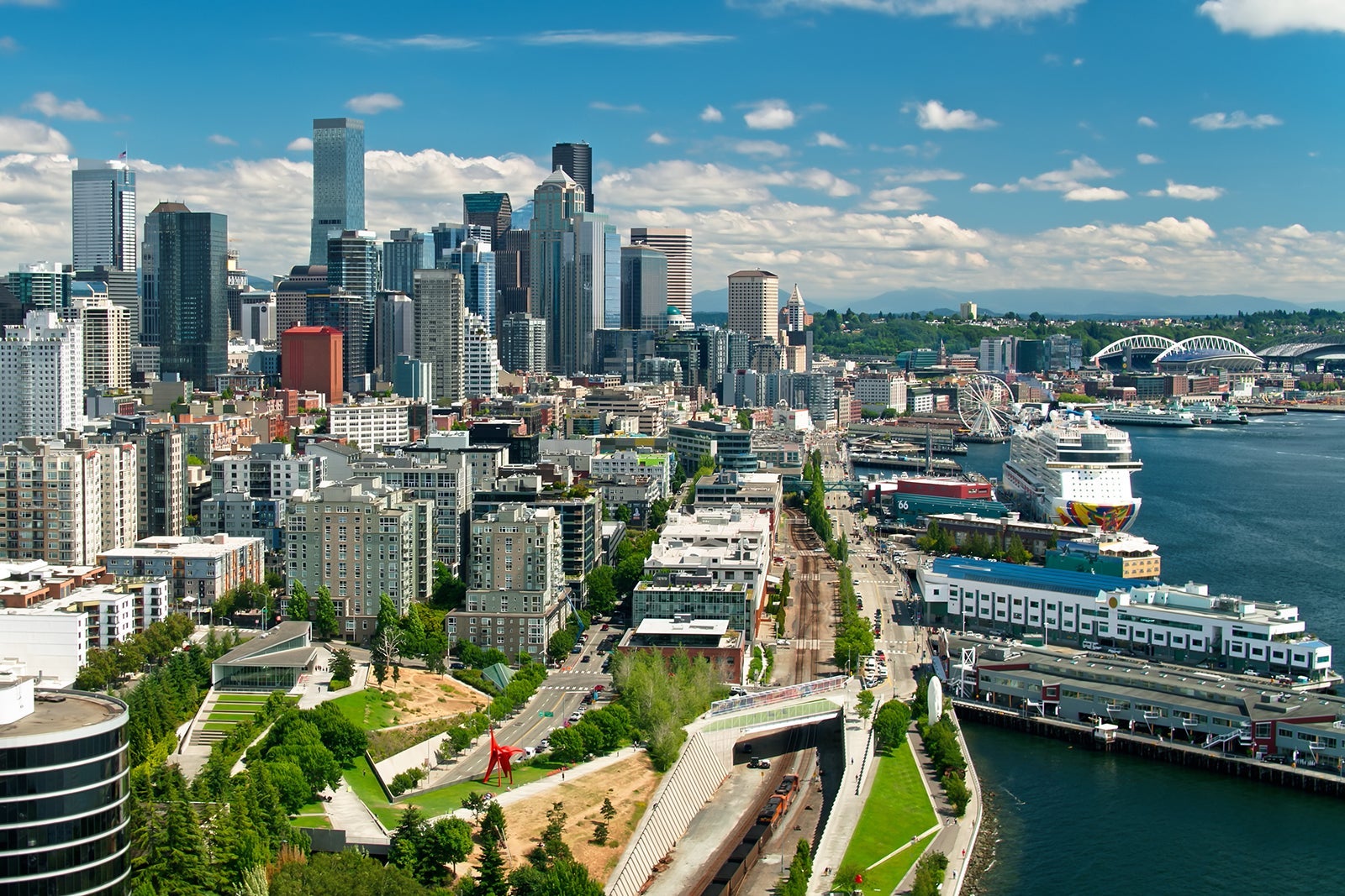 Seattle Waterfront - Drone Shot