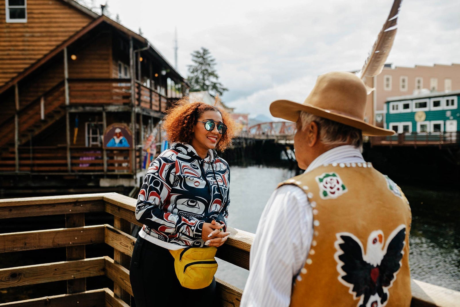 Evita Robinson and Joe Williams, Jr. of Where the Eagle Walks outside of Creek Street_Ketchikan Alaska_Travel Alaska