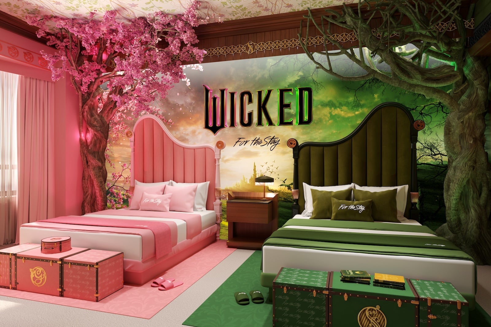 Stay Like Wicked Suite - Hilton and Universal Pictures - Bedroom Rendering