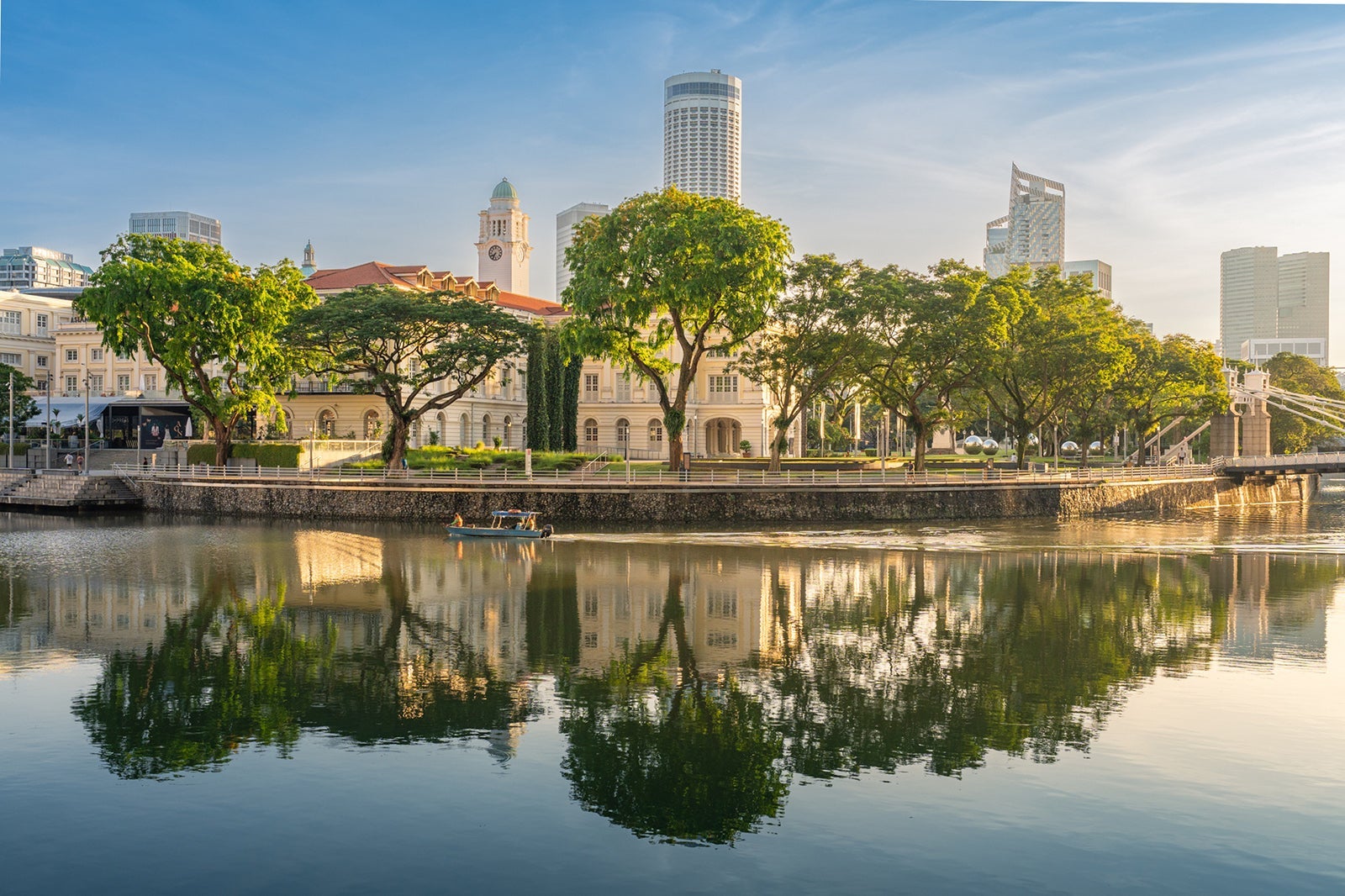 Skyline of singapore by Boat Quay