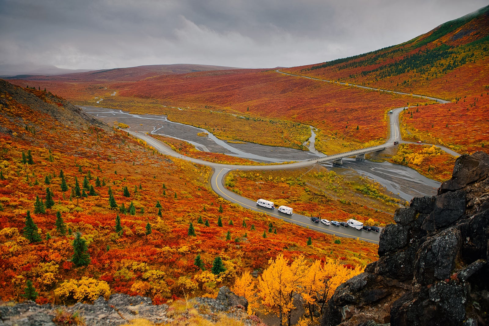 Overlook of Denali National Park in Fall Season