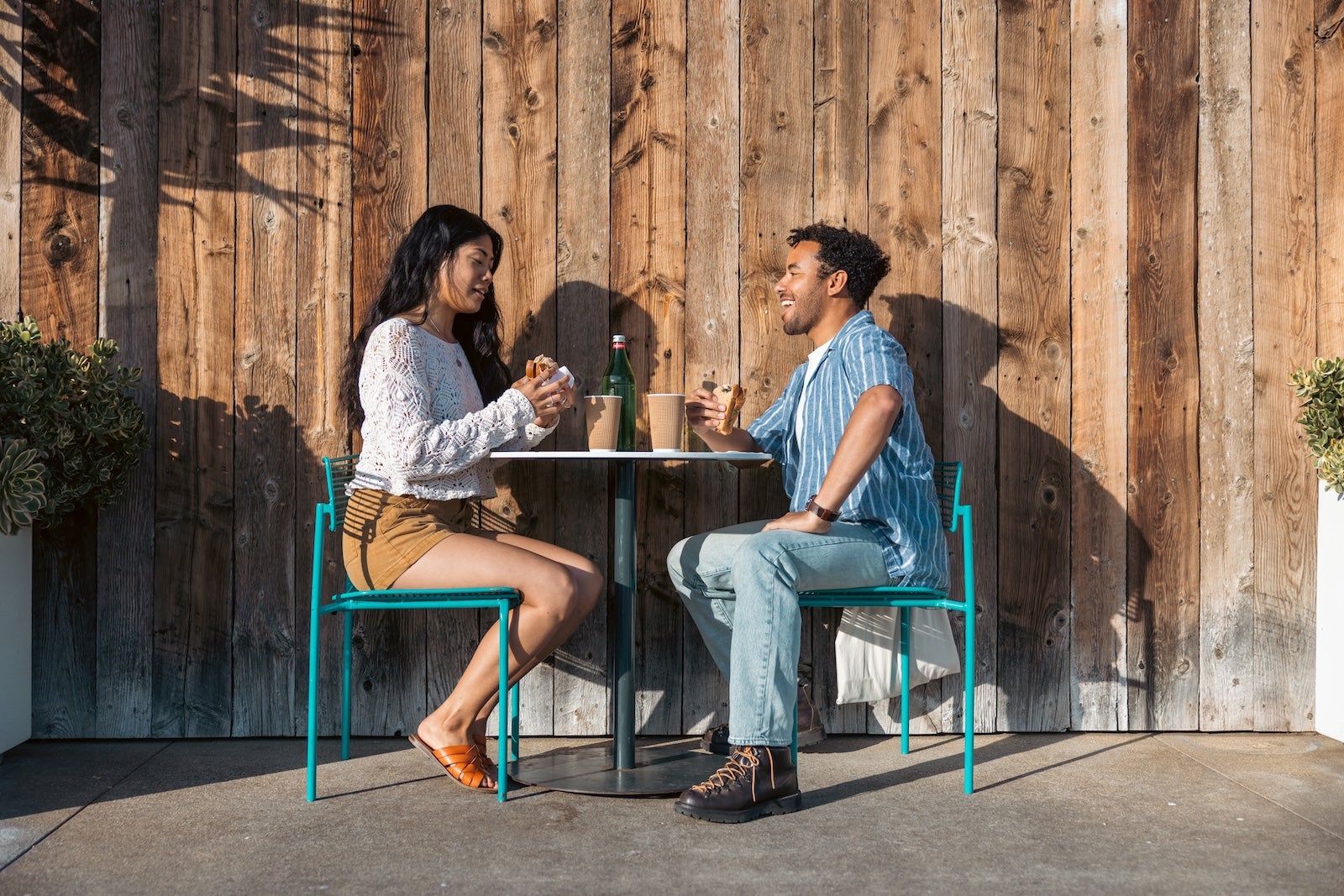 Couple having a lunch break outdoors