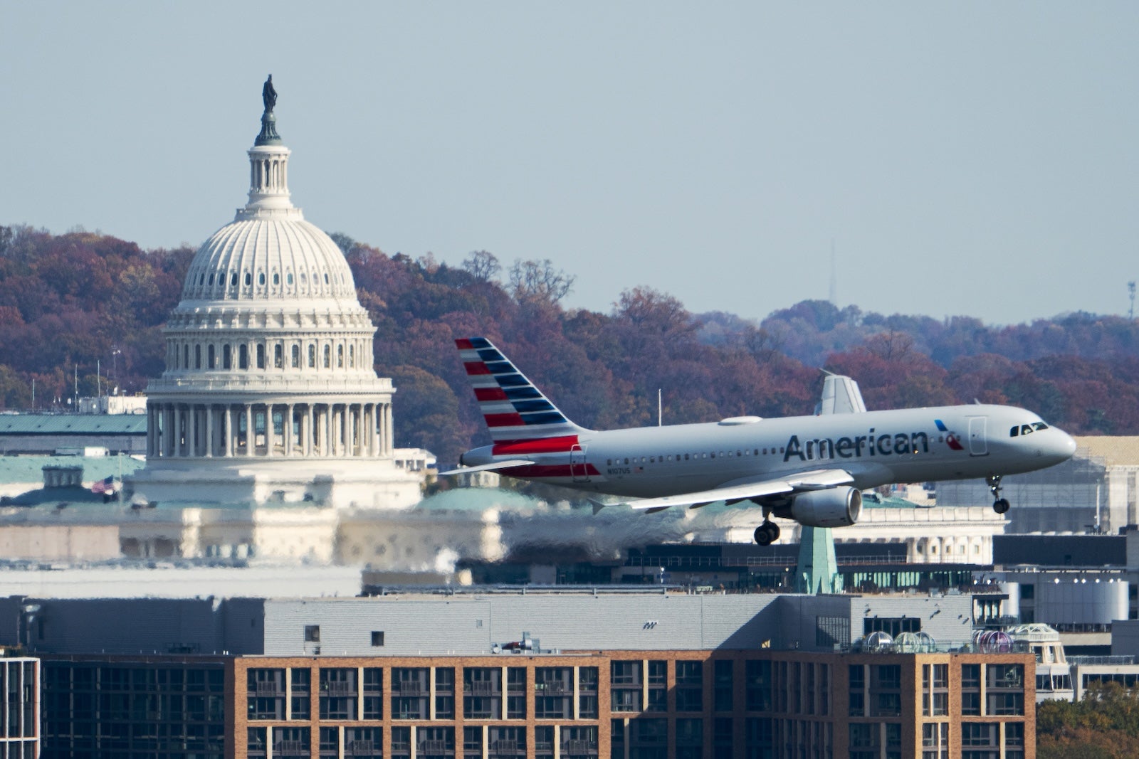 An American Airlines regional jet prepares to land at Ronald Reagan Washington National Airport (DCA). BILL CLARK/CQ-ROLL CALL, INC VIA GETTY IMAGES