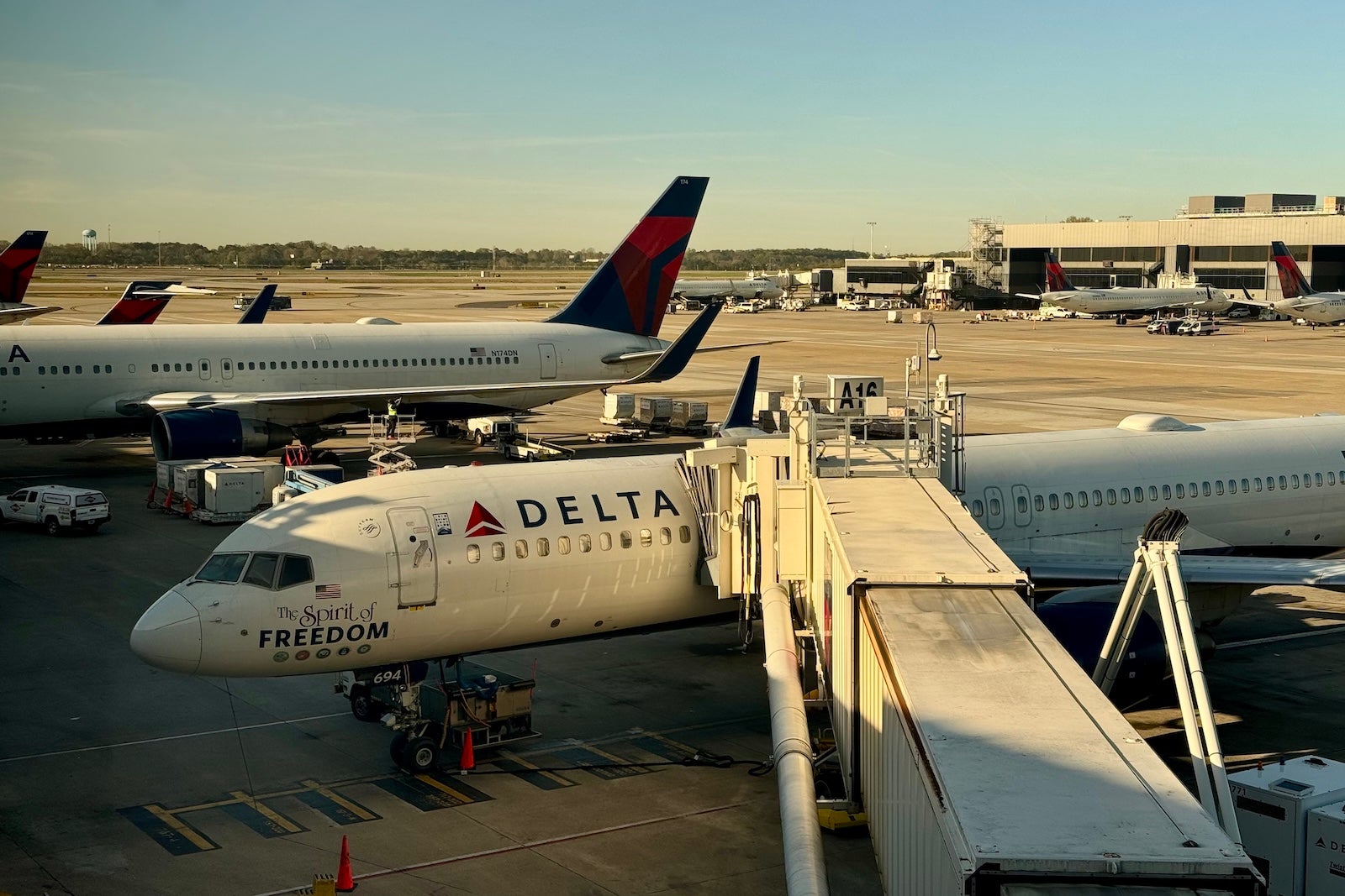 Delta Air Lines planes at Hartsfield-Jackson Atlanta International Airport (ATL) hub.