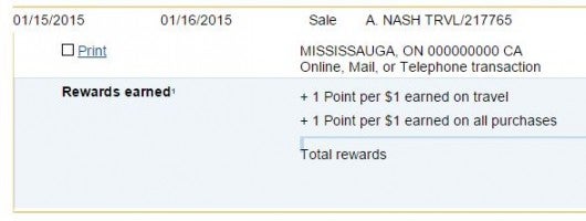 As you can see, I got double points for travel on my A Nash Travel Agency payment for my hotel in Havana