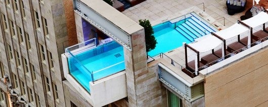 The unique pool at the Joule hotel in Dallas .