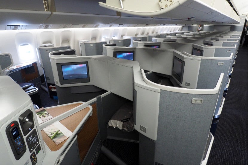 AA's main business-class cabin from the rear.