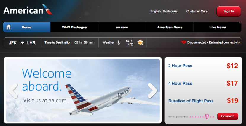 Wi-Fi is available for purchase in all cabins of AA's 777-300ER.