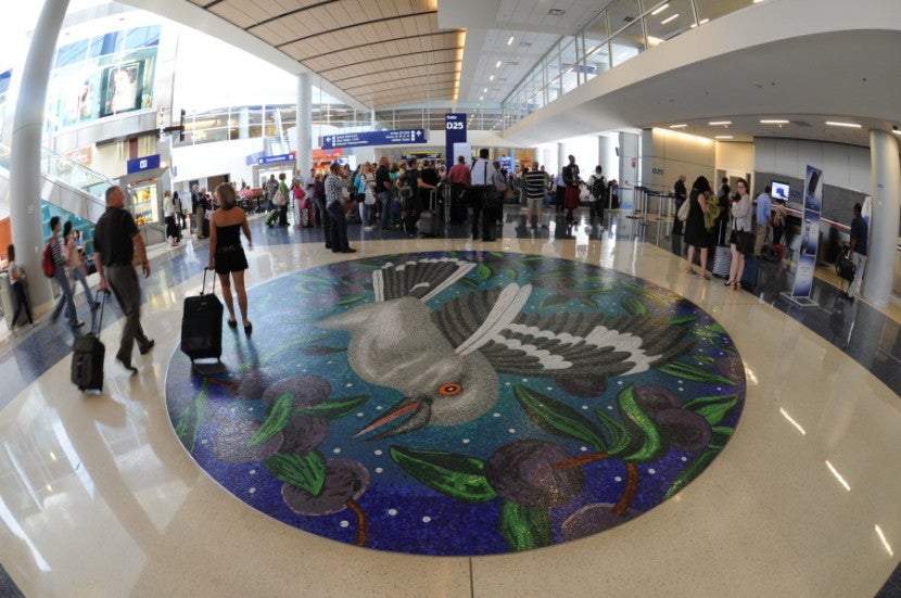 Floor medallion inside DFW. Photo courtesy of Dallas/Fort Worth International Airport.