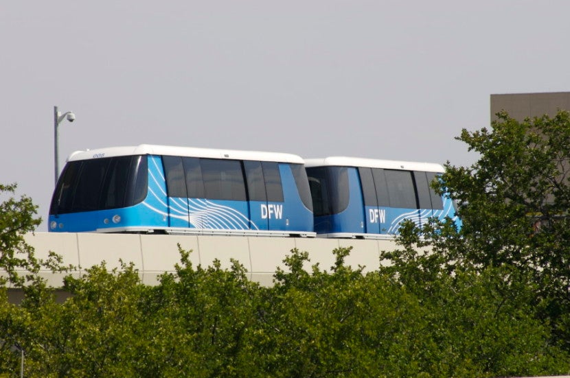 The Skylink train at DFW connects passengers between all terminals in five minutes or less. Photo courtesy of Dallas/Fort Worth International Airport.