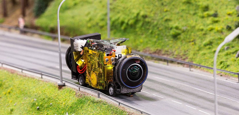 Special cameras were strapped to the Miniatur Wunderland vehicles. Image - Miniatur Wunderland (1).