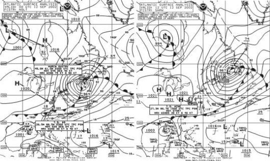 NOAA North Atlantic Weather Chart. Image courtesy of NOAA.