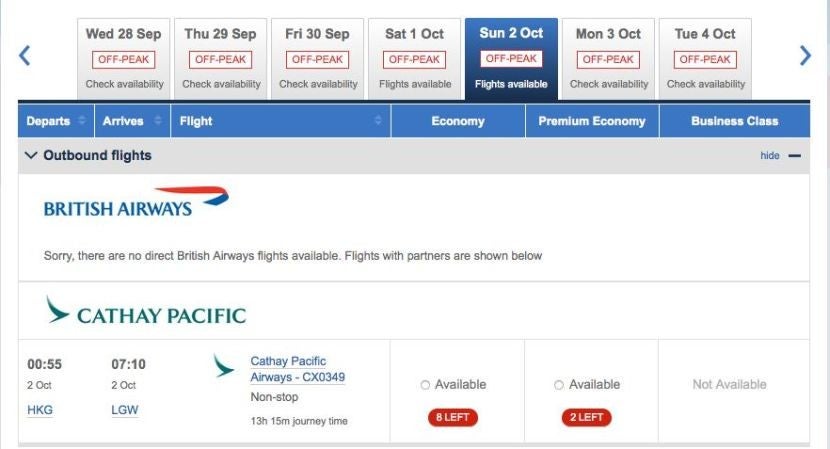 You can already find availability on the HKG-LGW route using BritishAirways.com.