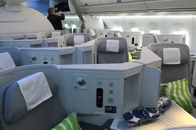 The interior of Finnair's new A350 Business class cabin.