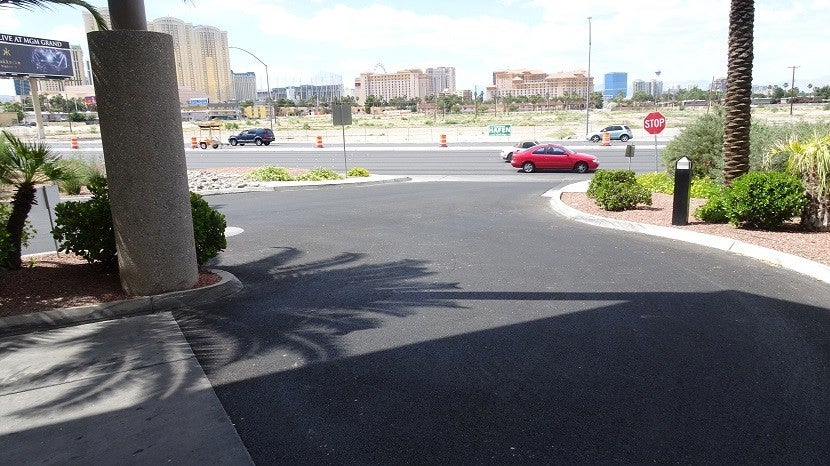 The exit of the terminal puts you very close to the Vegas street.