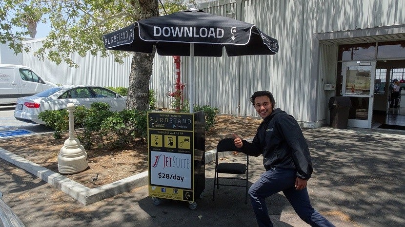 The hangar entrance, where the valet is excited to park your car for $28/day.