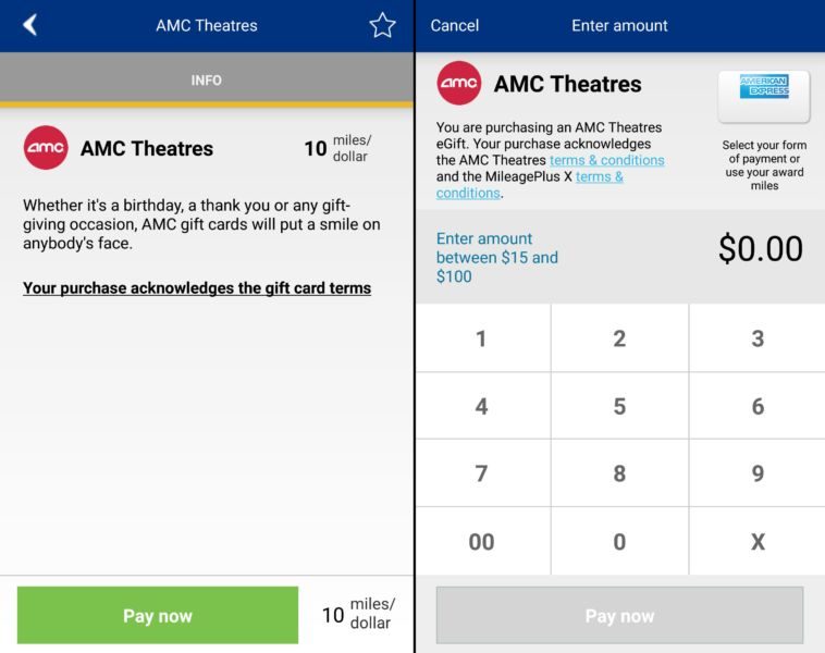 Next time you're buying AMC tickets, use the MileagePlus X app to get bonus United miles on your purchase.